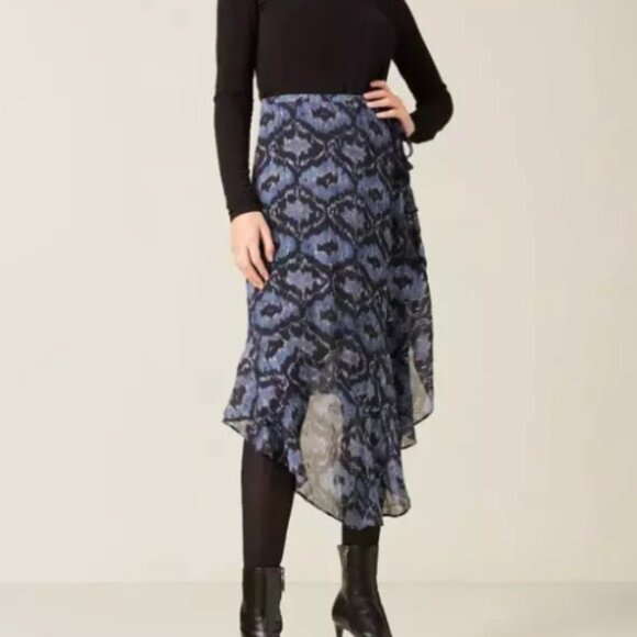 Figue Dresses & Skirts - Figue Midi Skirt Wine Papas Maxime Silk Sparkly Asymmetric 4